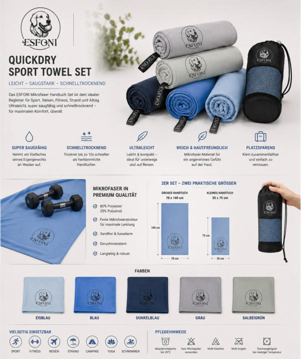 Esfoni QuickDry Sport Towel